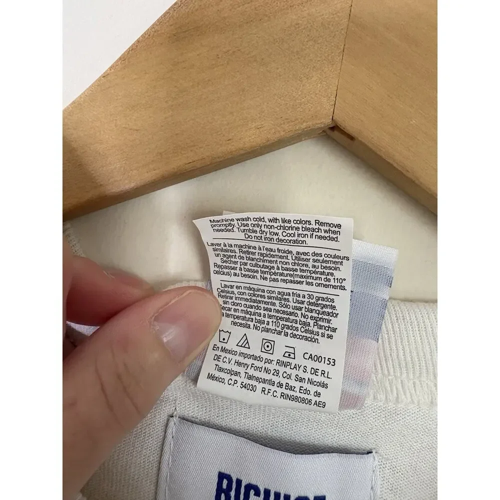 Champion Richjoe Mens Size Small White T-Shirt Upcycle Pocket Dior Oblique - Picture 7 of 9